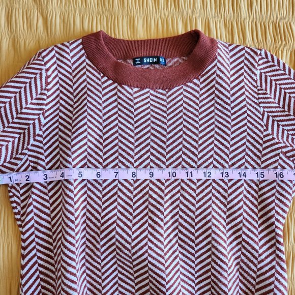 Shein Contrast Trim Striped Chevron Sweater Retro Style Size Medium - Picture 5 of 7